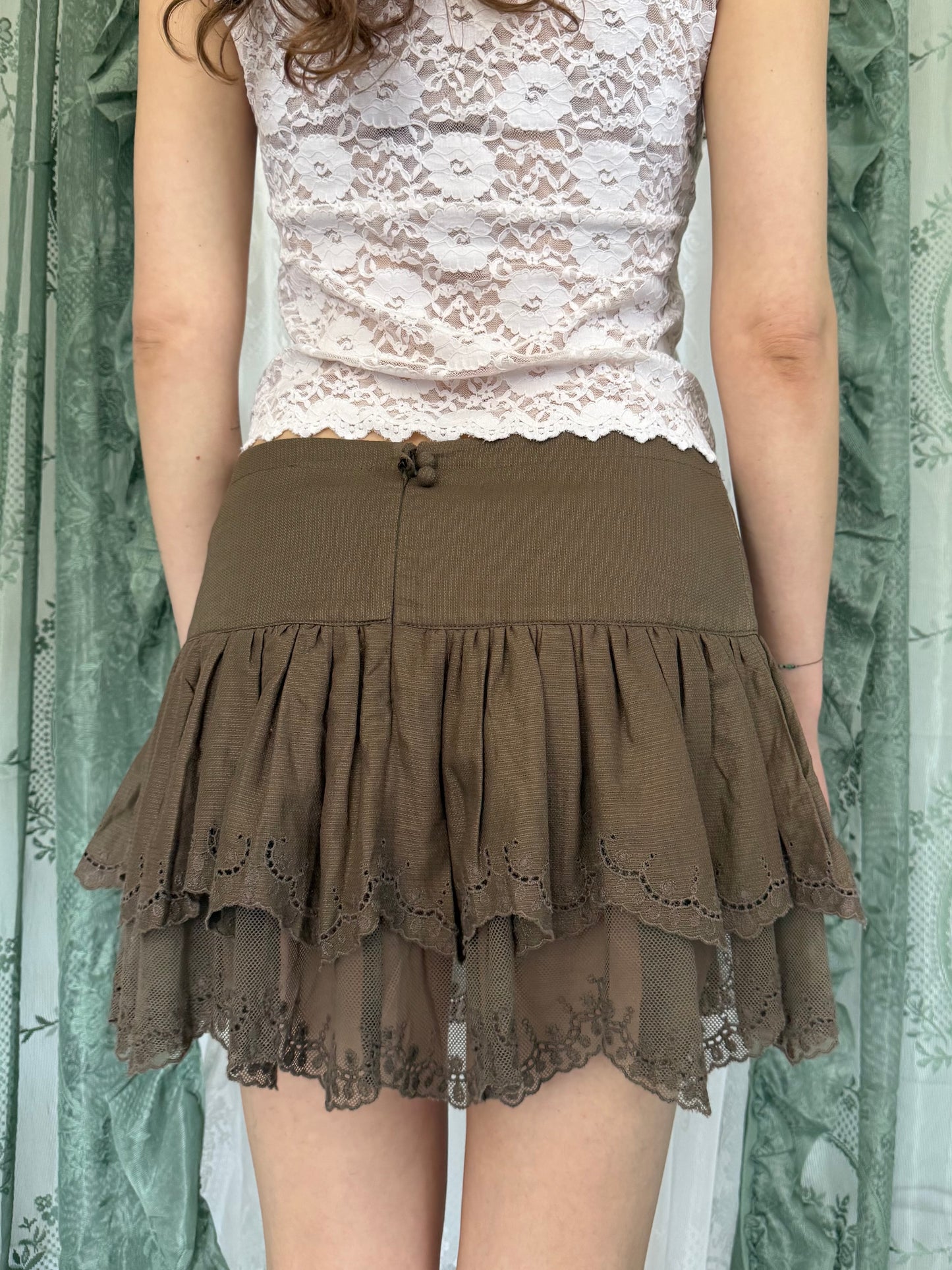 Patrizia Pepe Minirock Khaki Spitze (M)