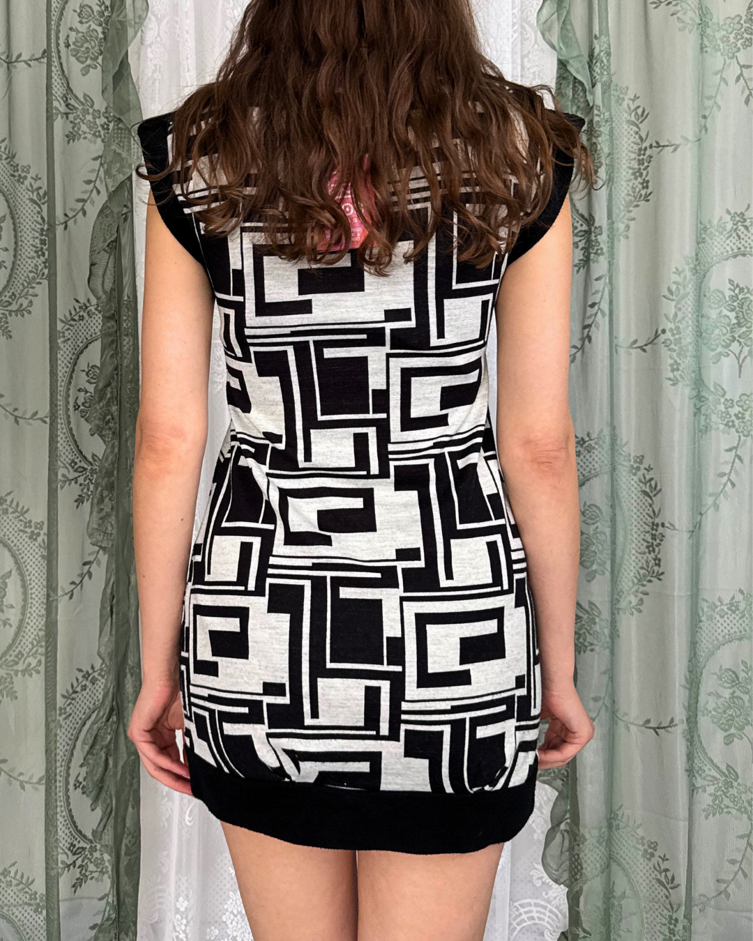 Club Voltaire Minikleid schwarz grau designer Second Hand 70s Style