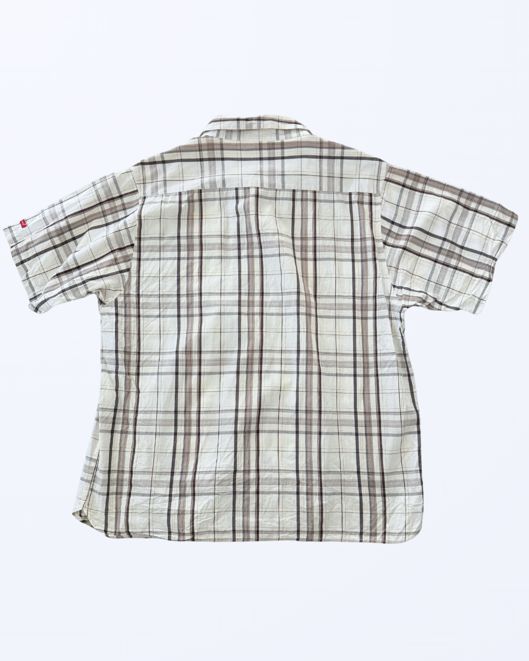 Karohemd Kurzarmhemd Karomuster weiß Gr. XXL Teos Vintage Onlineshop beige braun