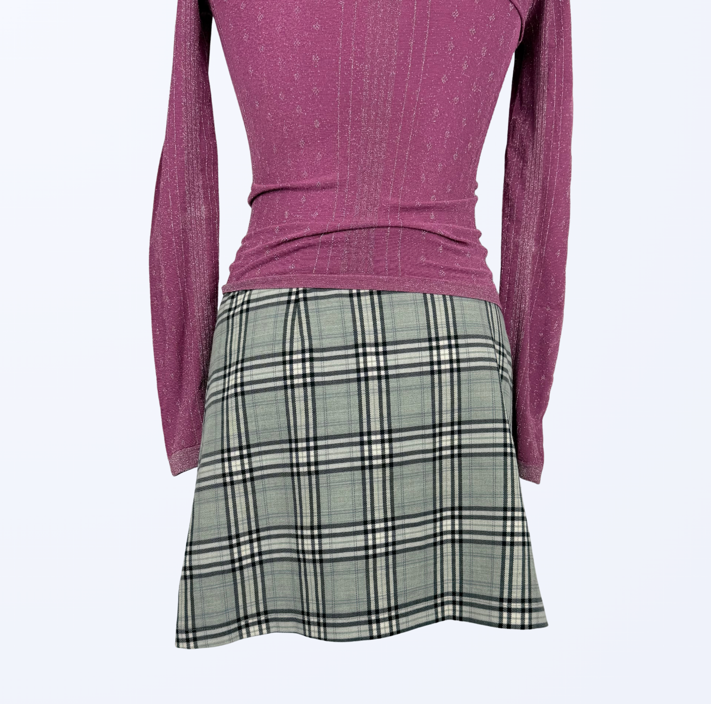 Laura Lindor Wickelrock Faltenrock mit Karomuster Schnallen Teos Vintage Onlineshop
