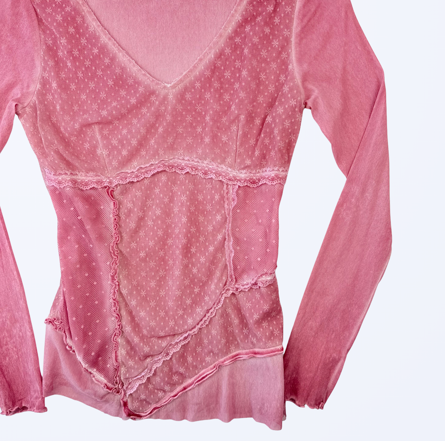 Longlseeve romantisch rosa pink Teos Vintage Onlineshop