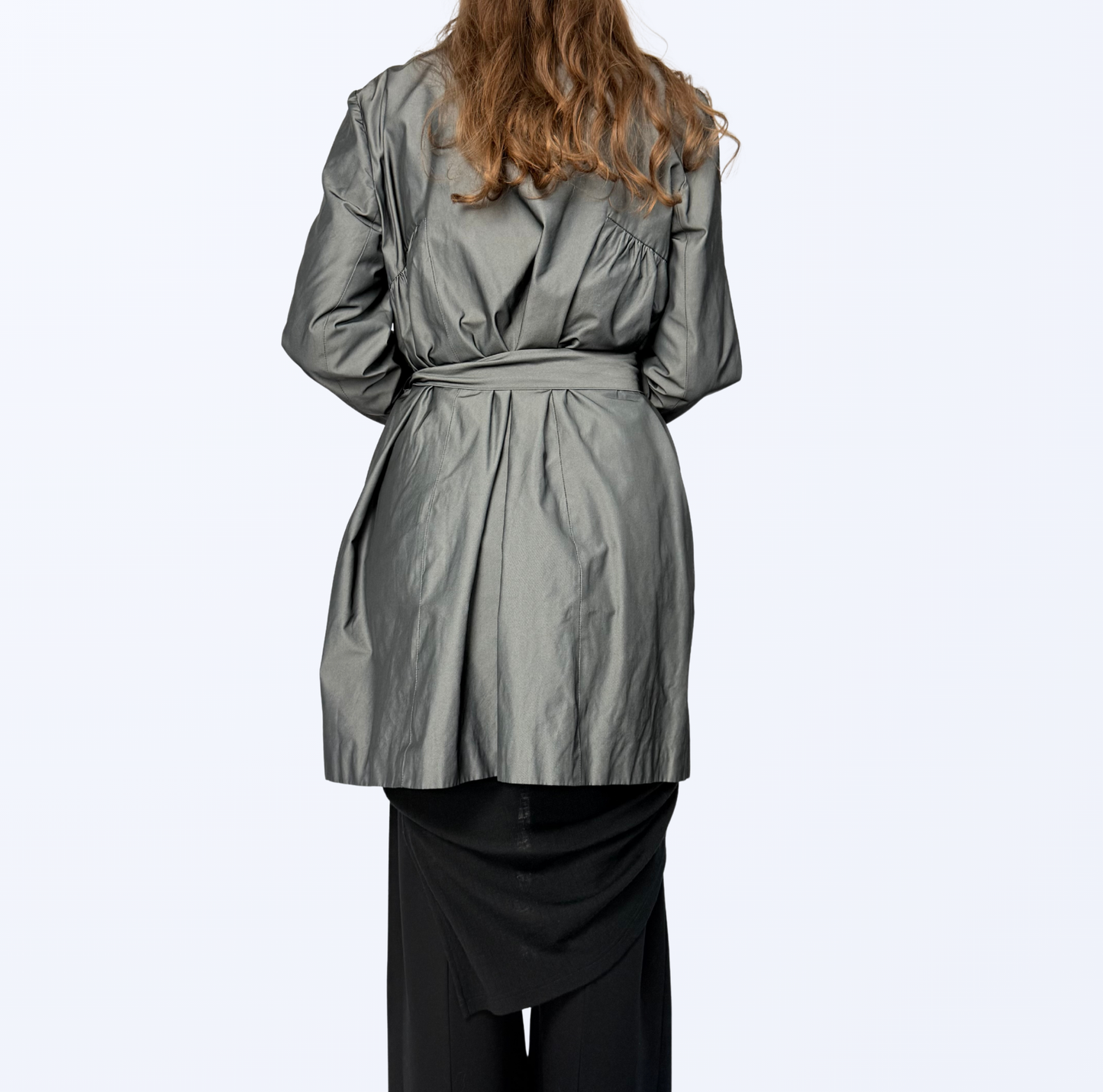 Sarah Pacini Trenchcoat silber metallic Teos Vintage