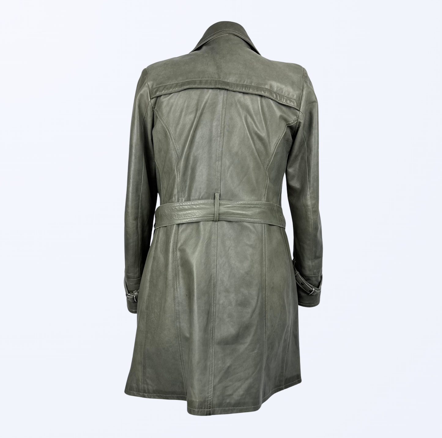 Vintage Aitoa Nahakaa Ledermantel graugrün Teos Vintage Onlineshop