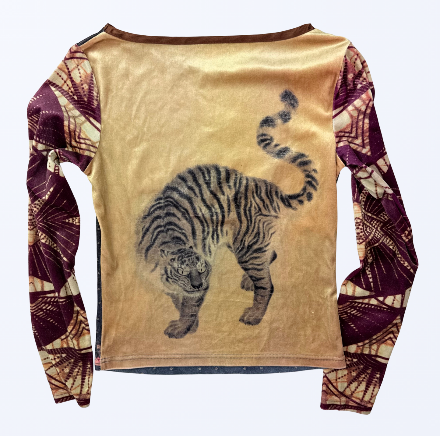 Vintage Longsleeve Samt Floral Tiger y2k 2000s 90s Style besonders