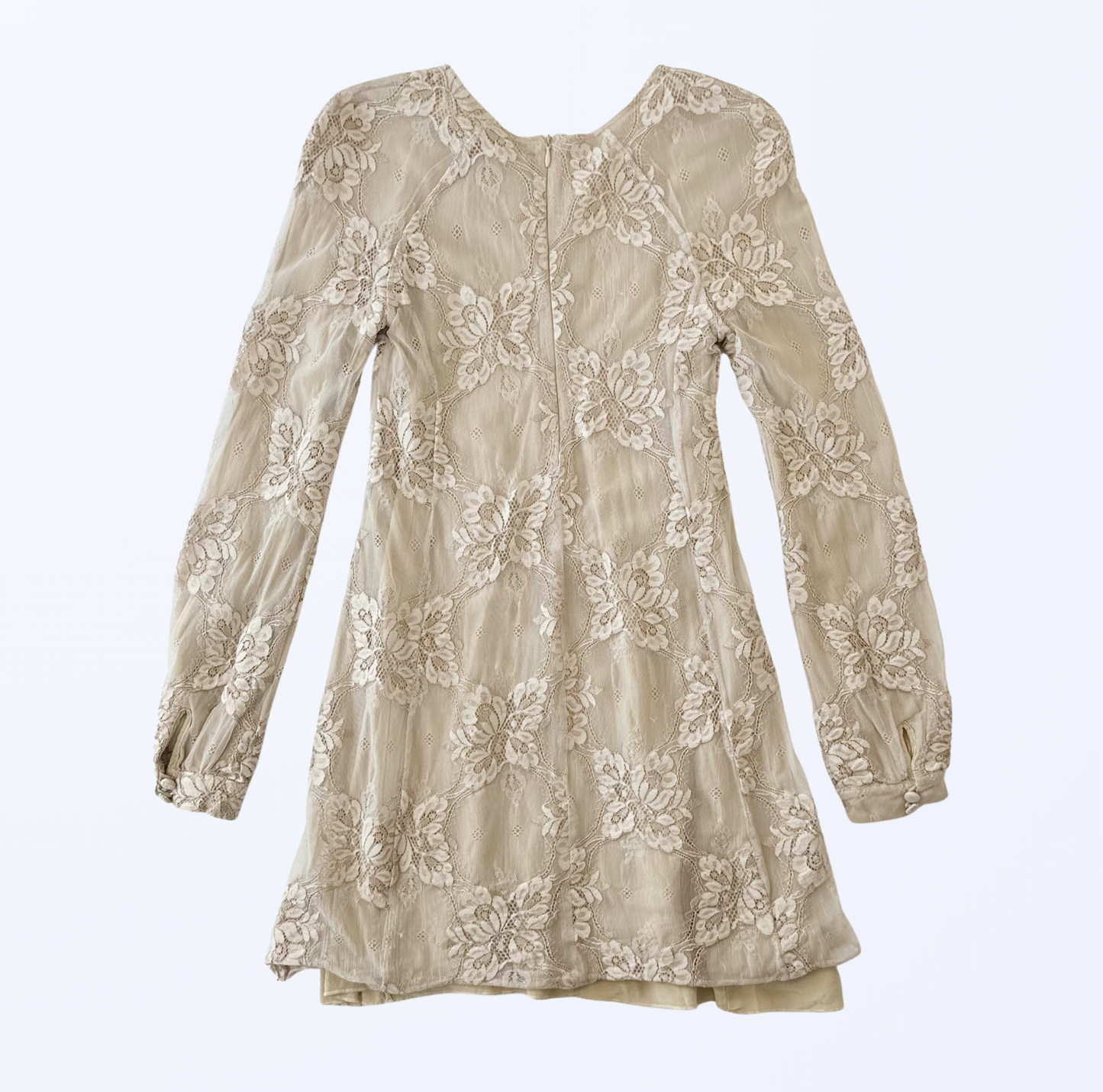 Pink Memories Spitzenkleid Mini beige creme Boho Festival Teos Vintage