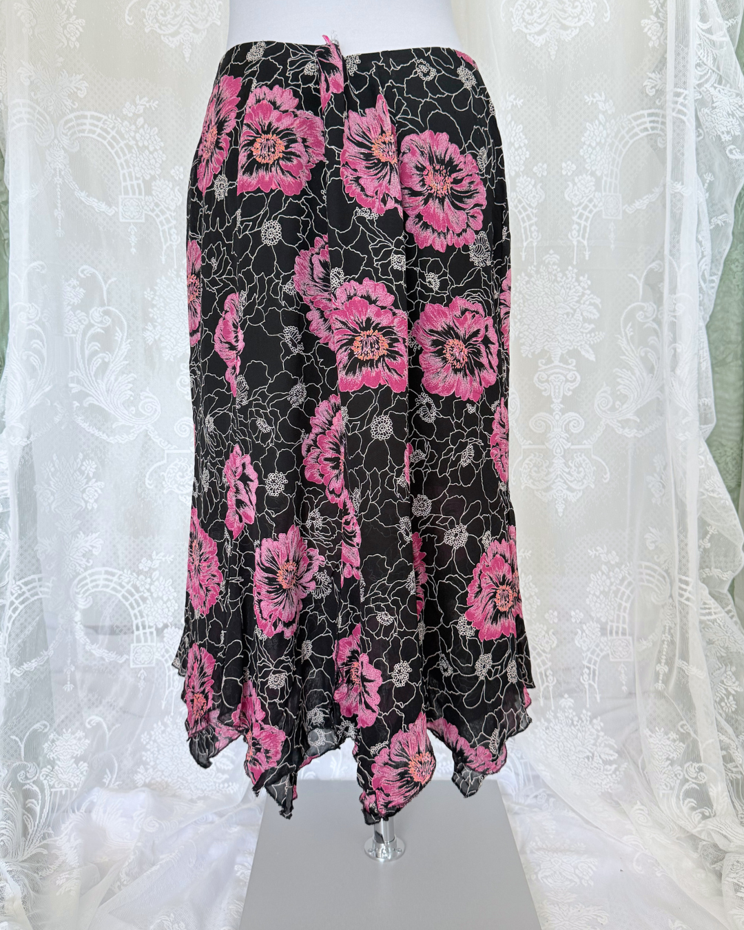 Vintage Raffaella Dareggi Rock Gr. XL asymmetrisch, welliger Saum whimsy whitchy 90s Style