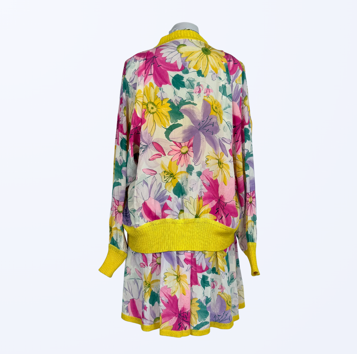 Vintage Set Rock Kleid Cardigan Seide Seidenset Blumen floral Sommerset Sommerrock Blumenrock