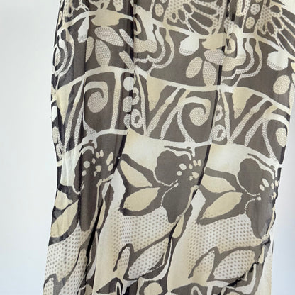 Vintage New Donna Malisa Seide Maxirock braun-beige gemustert (XL/XXL)