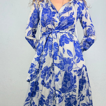 0039 ITALY Maxikleid geblümt (S/M)