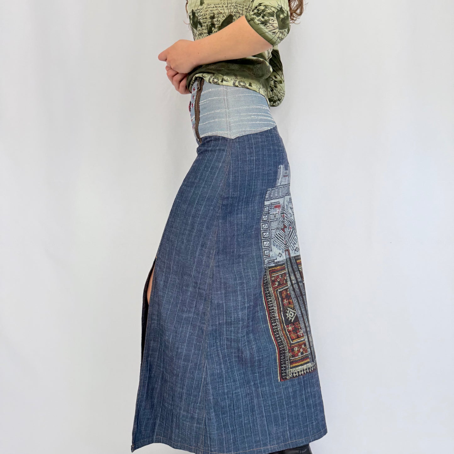 Save the Queen! OHDD Maxirock Denim mit Verzierung (S)