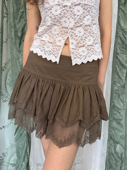 Patrizia Pepe Minirock Khaki Spitze (M)