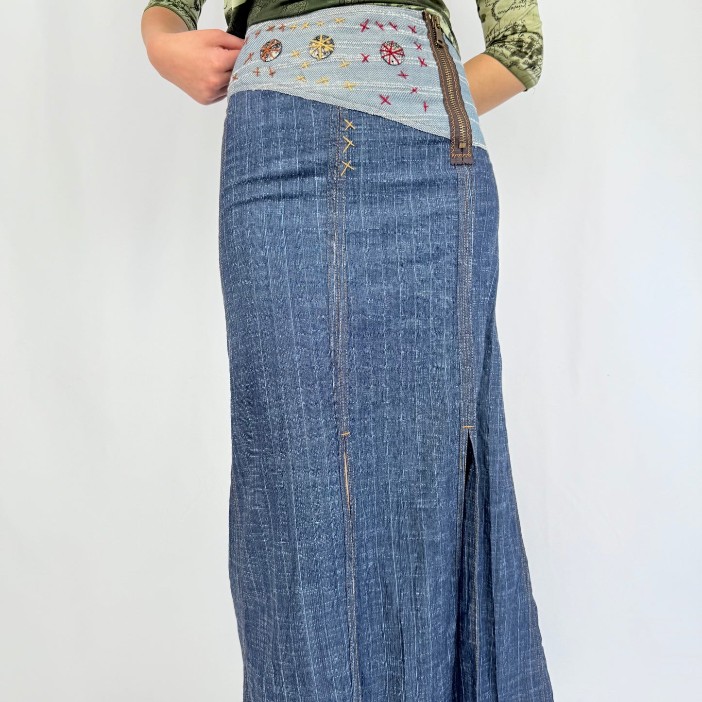 Save the Queen! OHDD Maxirock Denim mit Verzierung (S)