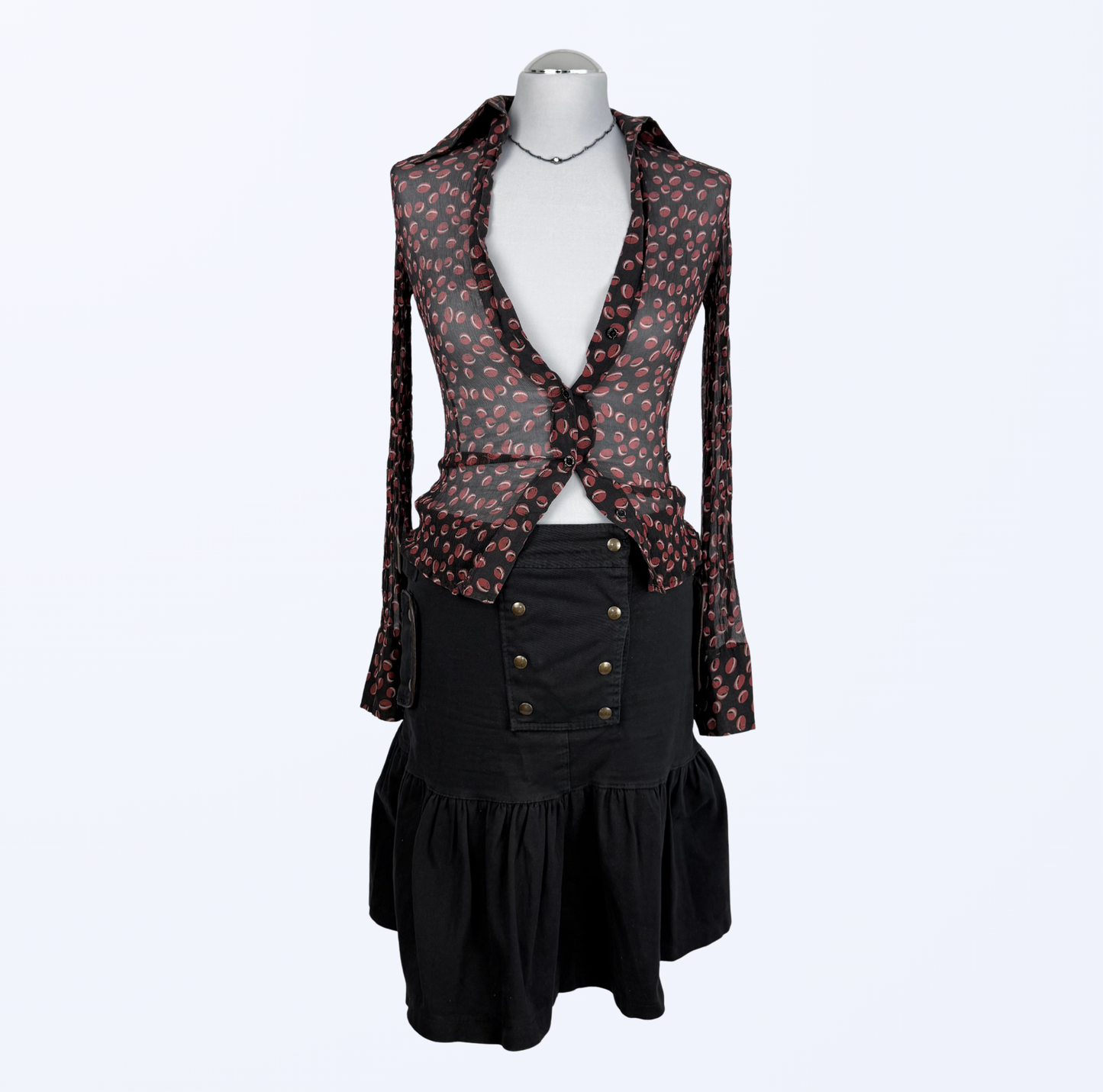 Adele Fado Seidenbluse tailliert 90s grunge whimsy Teos Vintage Onlineshop