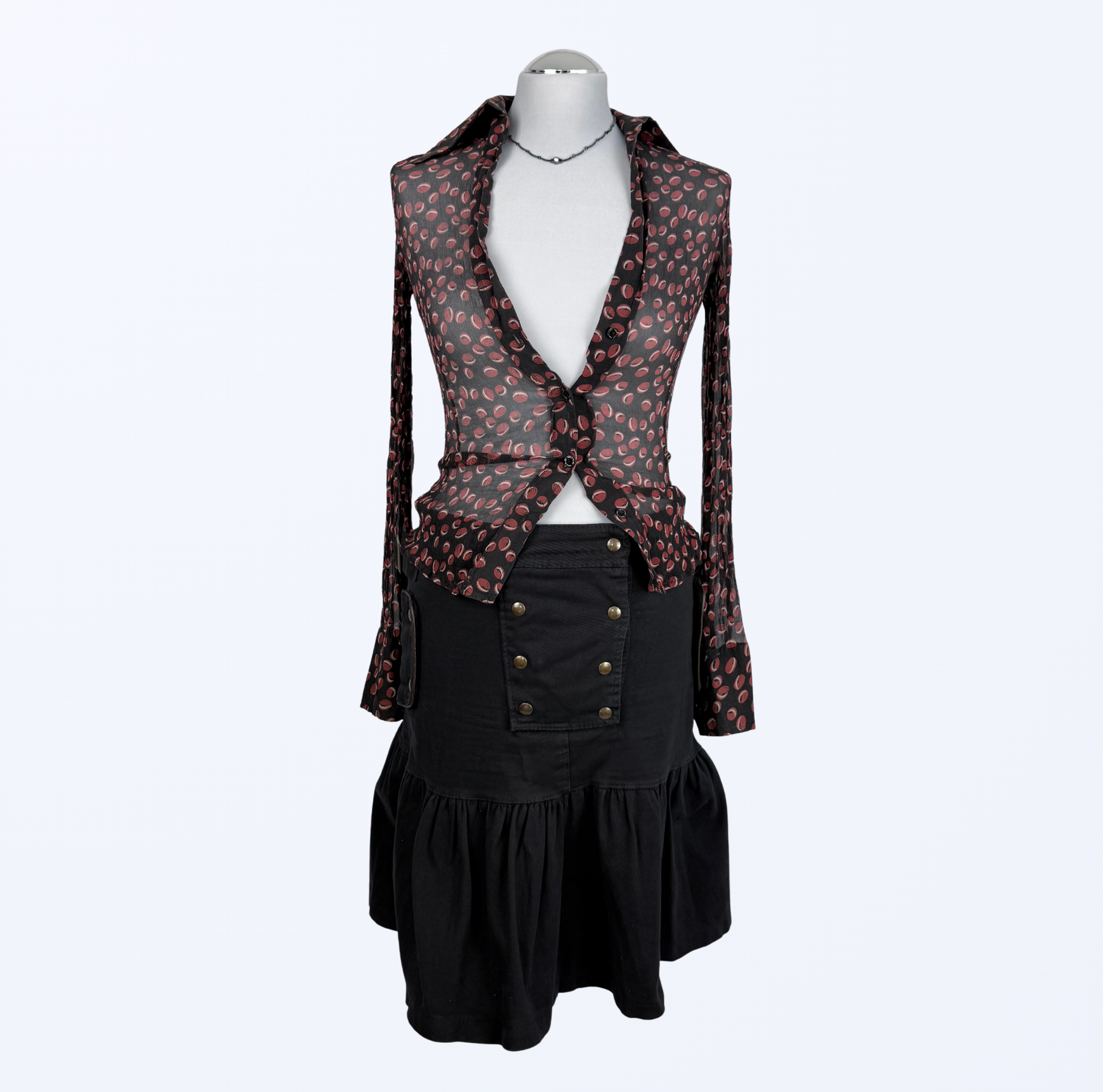 Adele Fado Seidenbluse tailliert 90s grunge whimsy Teos Vintage Onlineshop