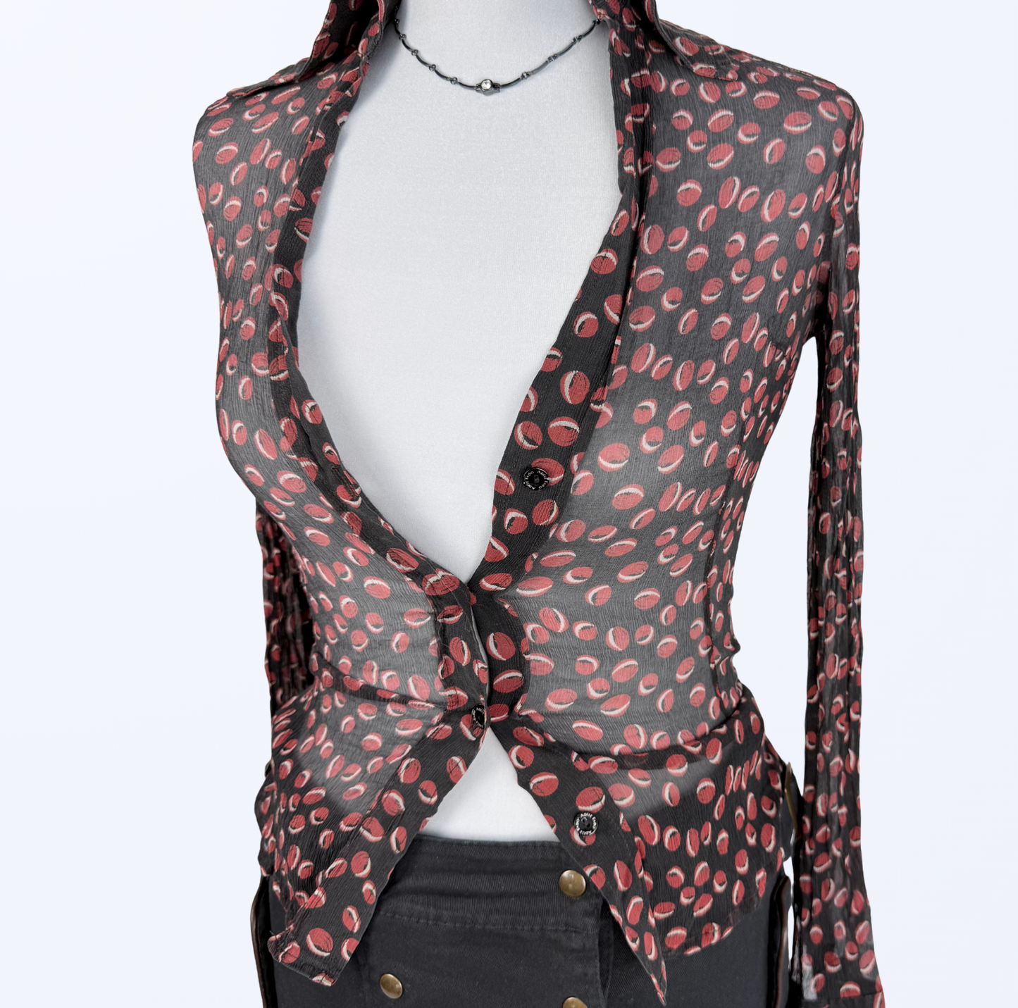 Adele Fado Seidenbluse tailliert 90s grunge whimsy Teos Vintage Onlineshop