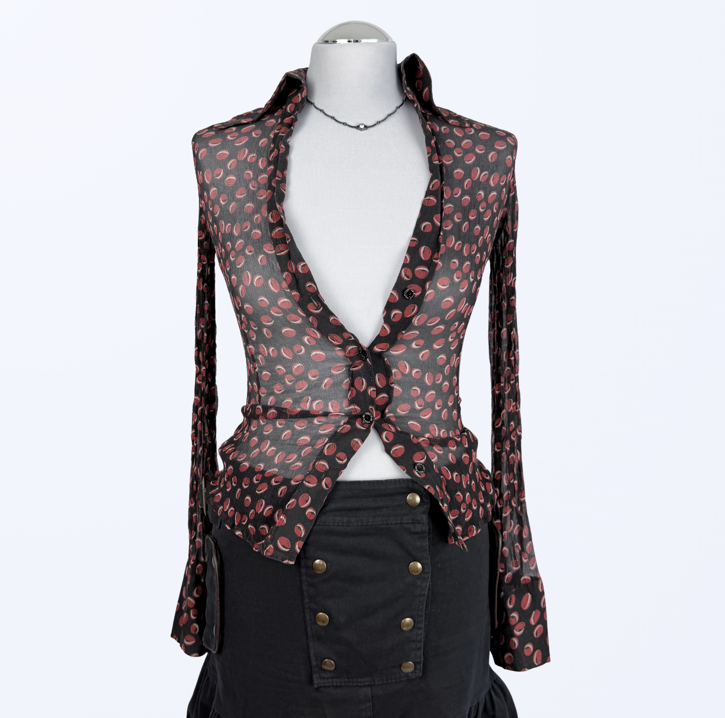 Adele Fado Seidenbluse tailliert 90s grunge whimsy Teos Vintage Onlineshop