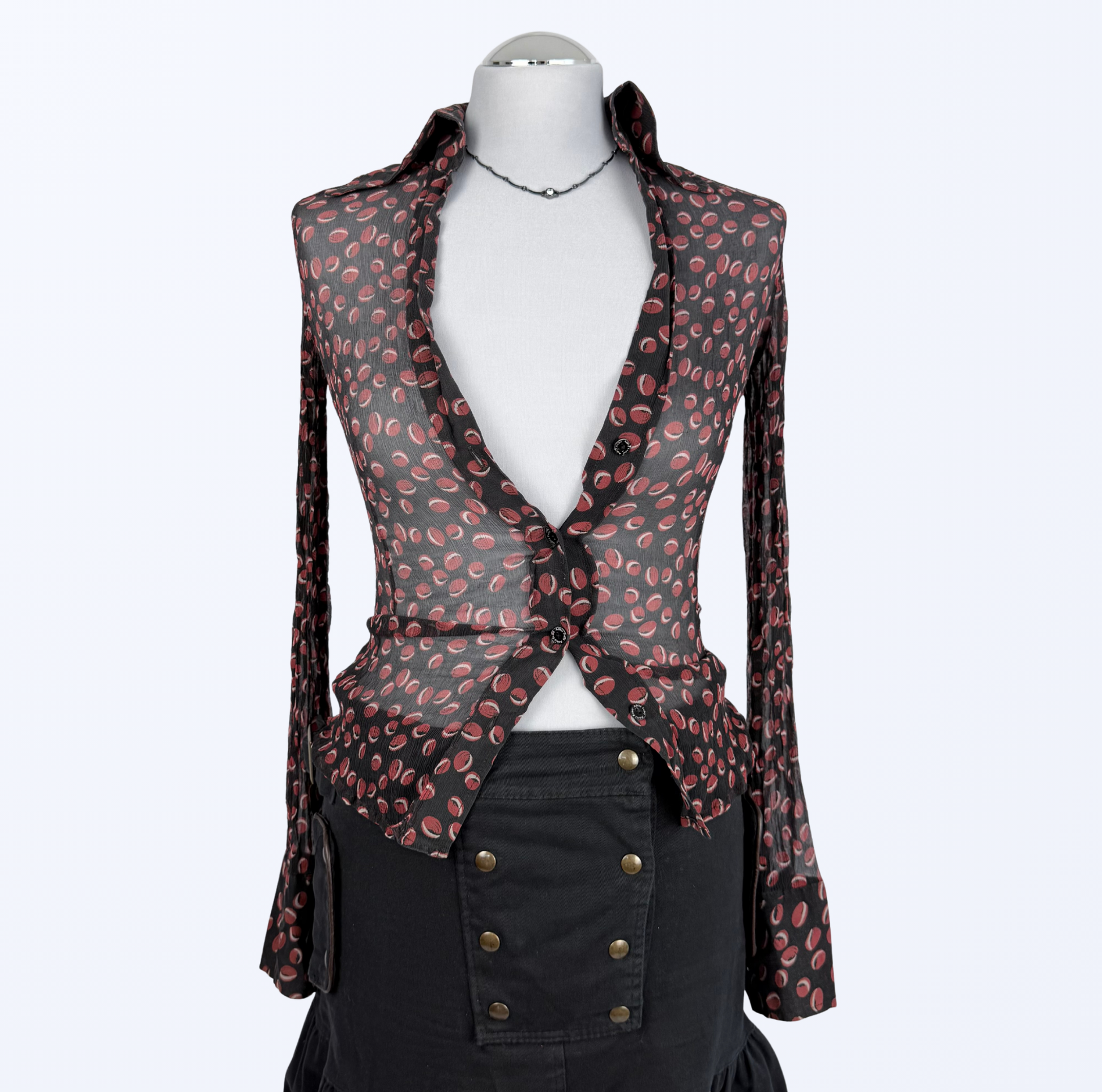 Adele Fado Seidenbluse tailliert 90s grunge whimsy Teos Vintage Onlineshop