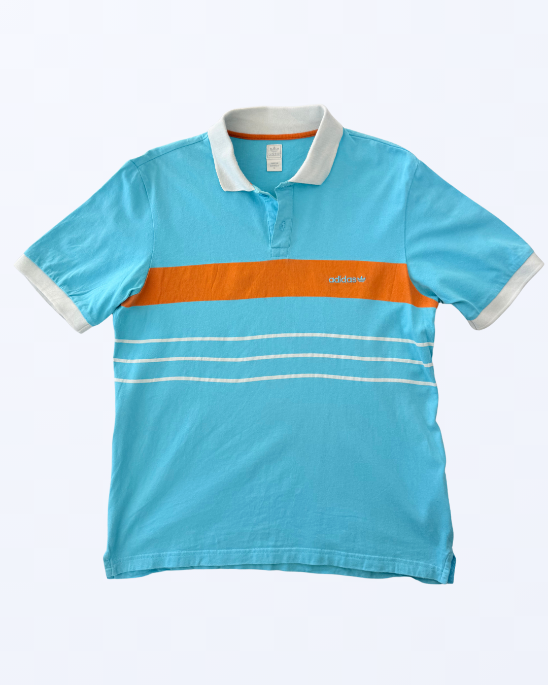 Vintage adidas Poloshirt türkis orange Gr. M Teos Vintage Onlineshop