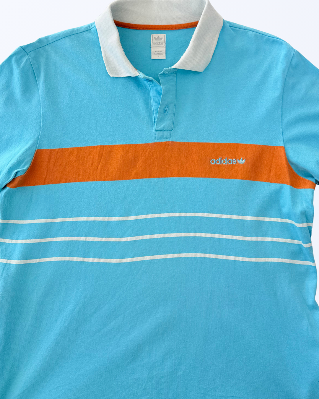 Vintage adidas Poloshirt türkis orange Gr. M Teos Vintage Onlineshop