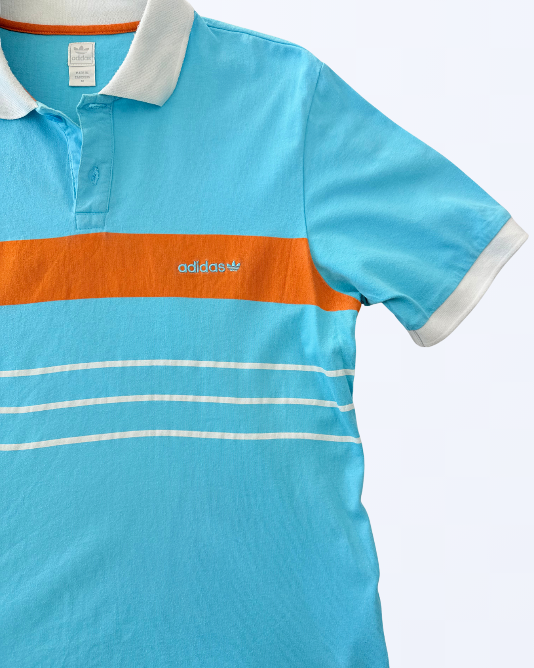 Vintage adidas Poloshirt türkis orange Gr. M Teos Vintage Onlineshop