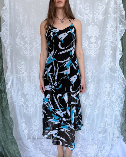Aino Collection Slipdress asymmetrisch Muster y2k sommer summer dress Teos Vintage Onlineshop