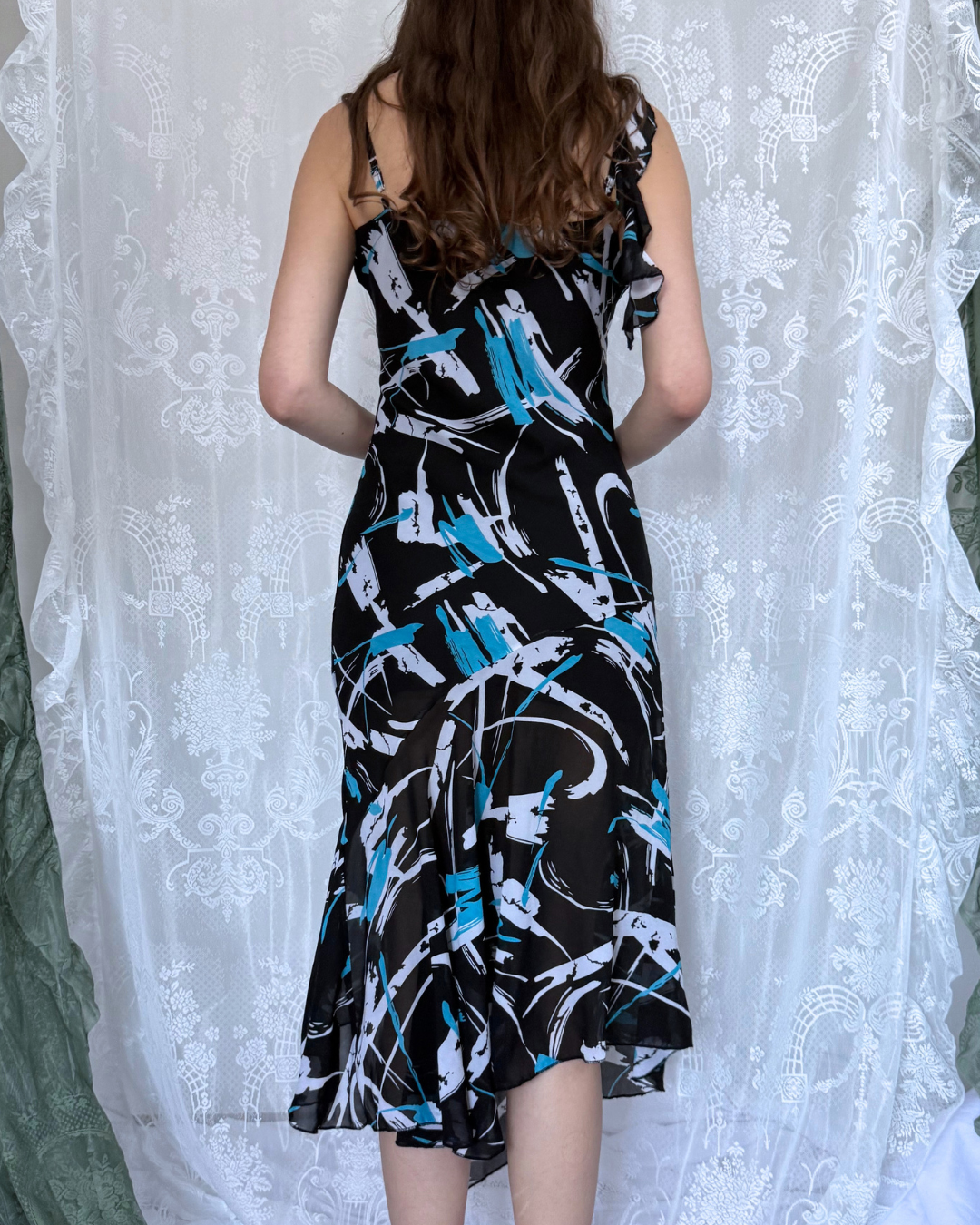 Aino Collection Slipdress asymmetrisch Muster y2k sommer summer dress Teos Vintage Onlineshop