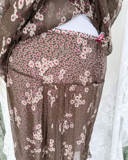 Ajay by Liu Jo Set mit Seide Rock und Bluse 90s Style whitchy whimsy flowy fließend Naturstoffe