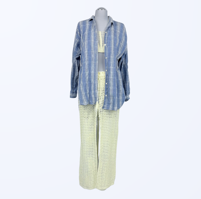 Vintage Hemd Kariert hellblau Beach Cover-up Teos Vintage Onlineshop