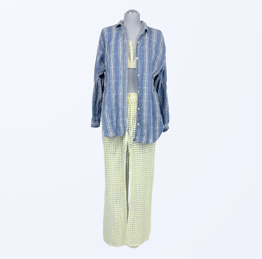 Vintage Hemd Kariert hellblau Beach Cover-up Teos Vintage Onlineshop