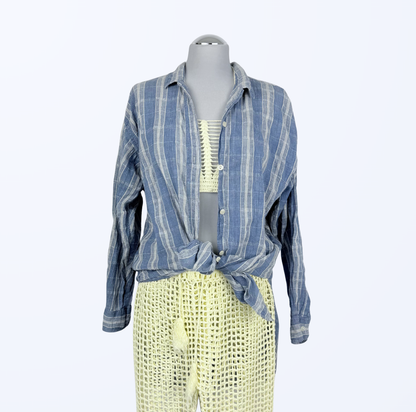 Vintage Hemd Kariert hellblau Beach Cover-up Teos Vintage Onlineshop