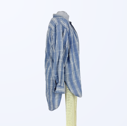Vintage Hemd Kariert hellblau Beach Cover-up Teos Vintage Onlineshop