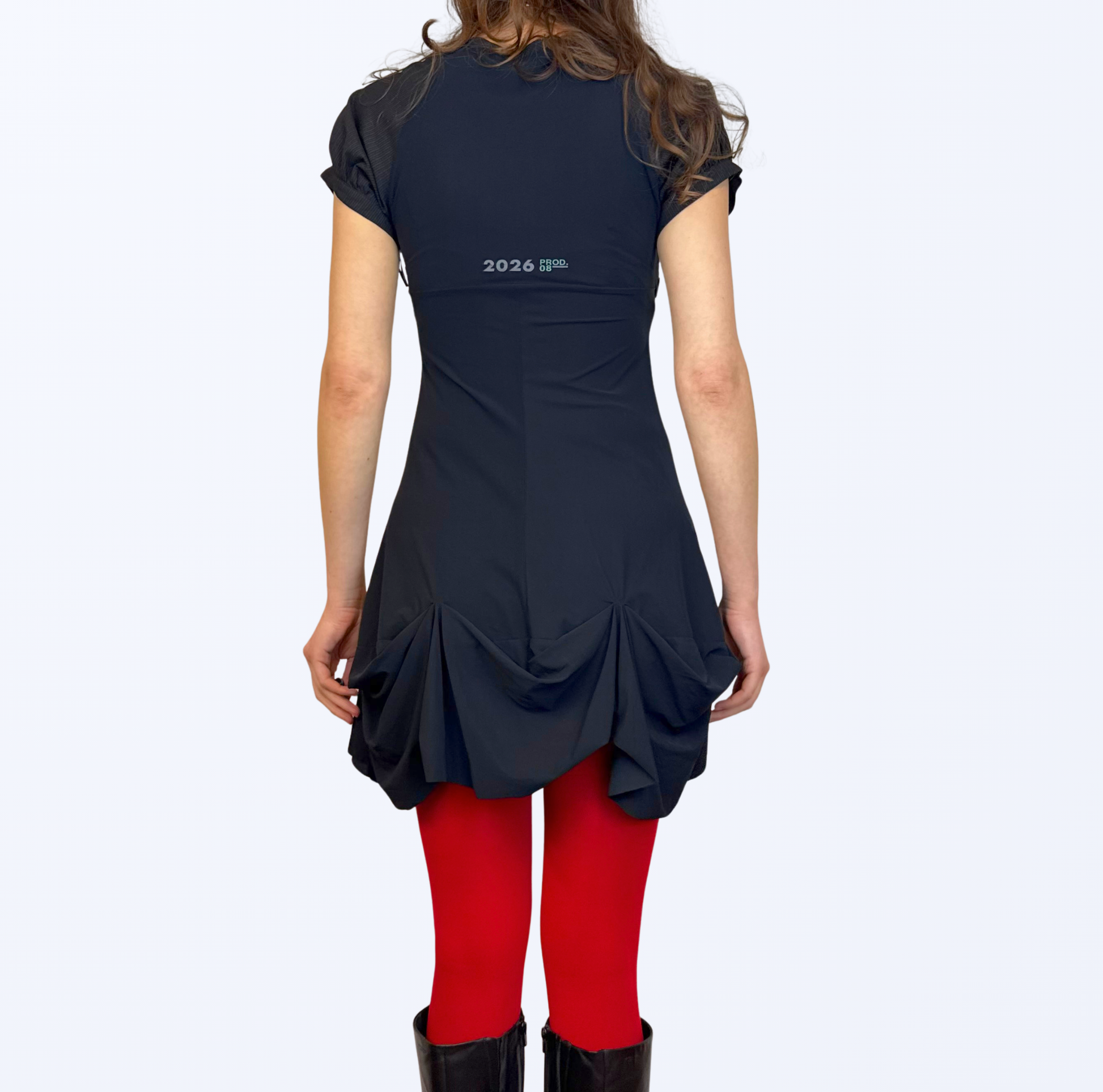 Grunge Goth 90s Style Kleid asymmetrisch Nadelstreifen Knöpfe schwarz Teos Vintage Onlineshop