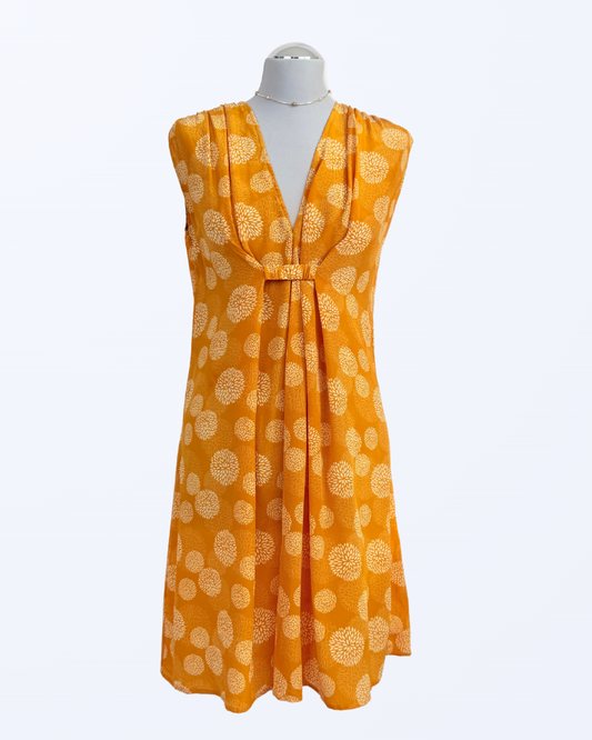 Attic and Barn Kleid Seide Naturstoff gelb Teos Vintage Onlineshop