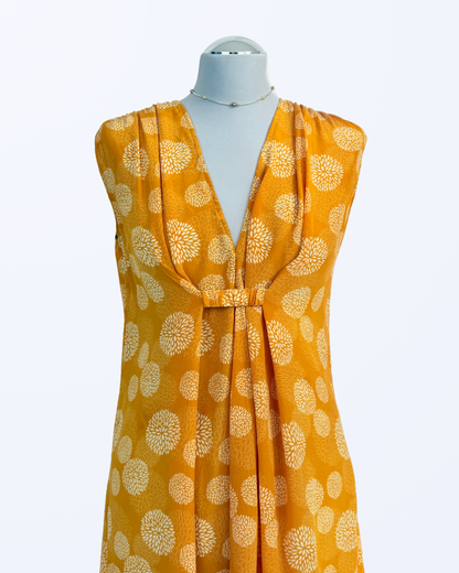 Attic and Barn Kleid Seide Naturstoff gelb Teos Vintage Onlineshop