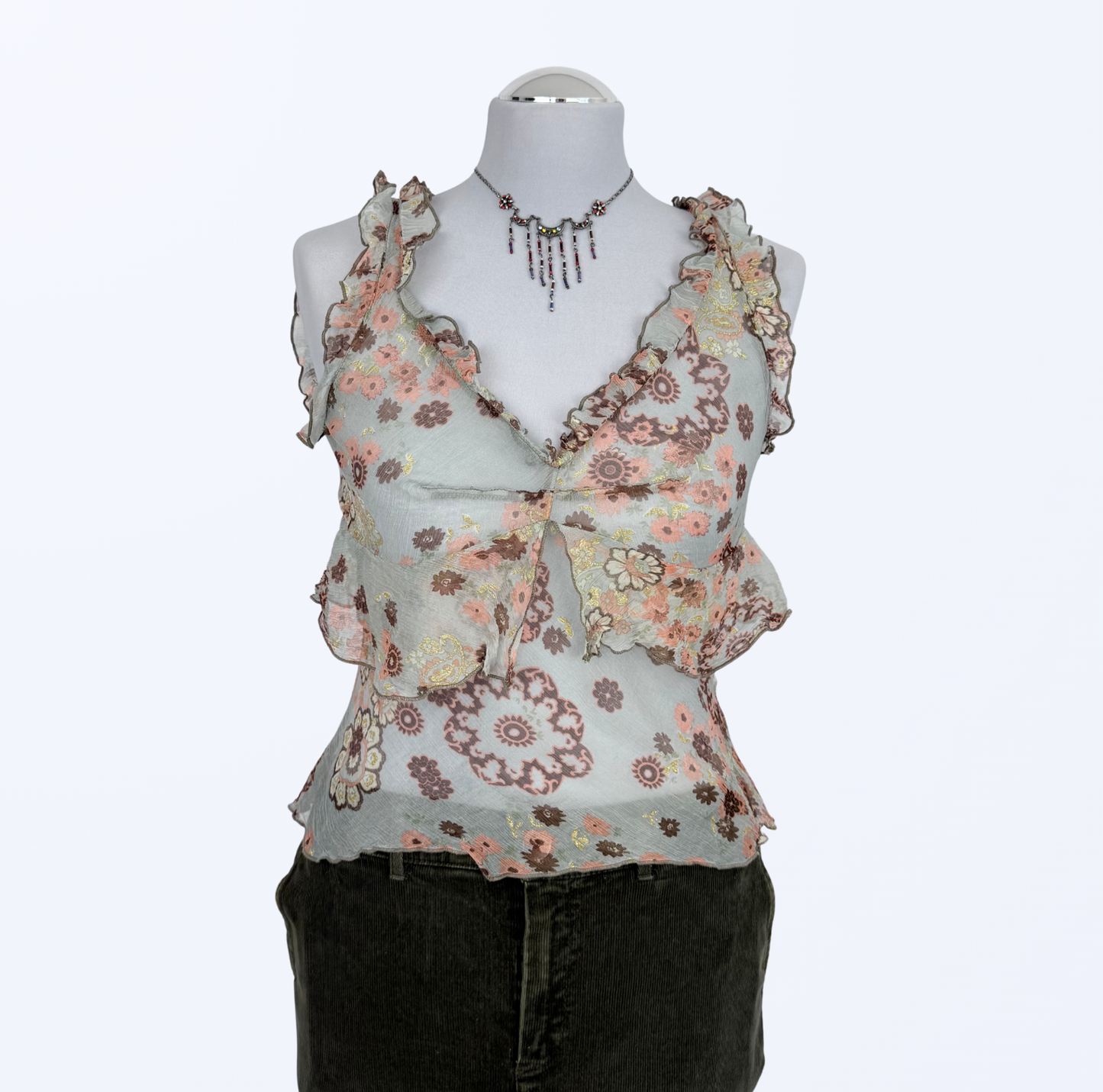 Seidentop Top aus Seide semintransparent Blumenmuster whimsy fairy
