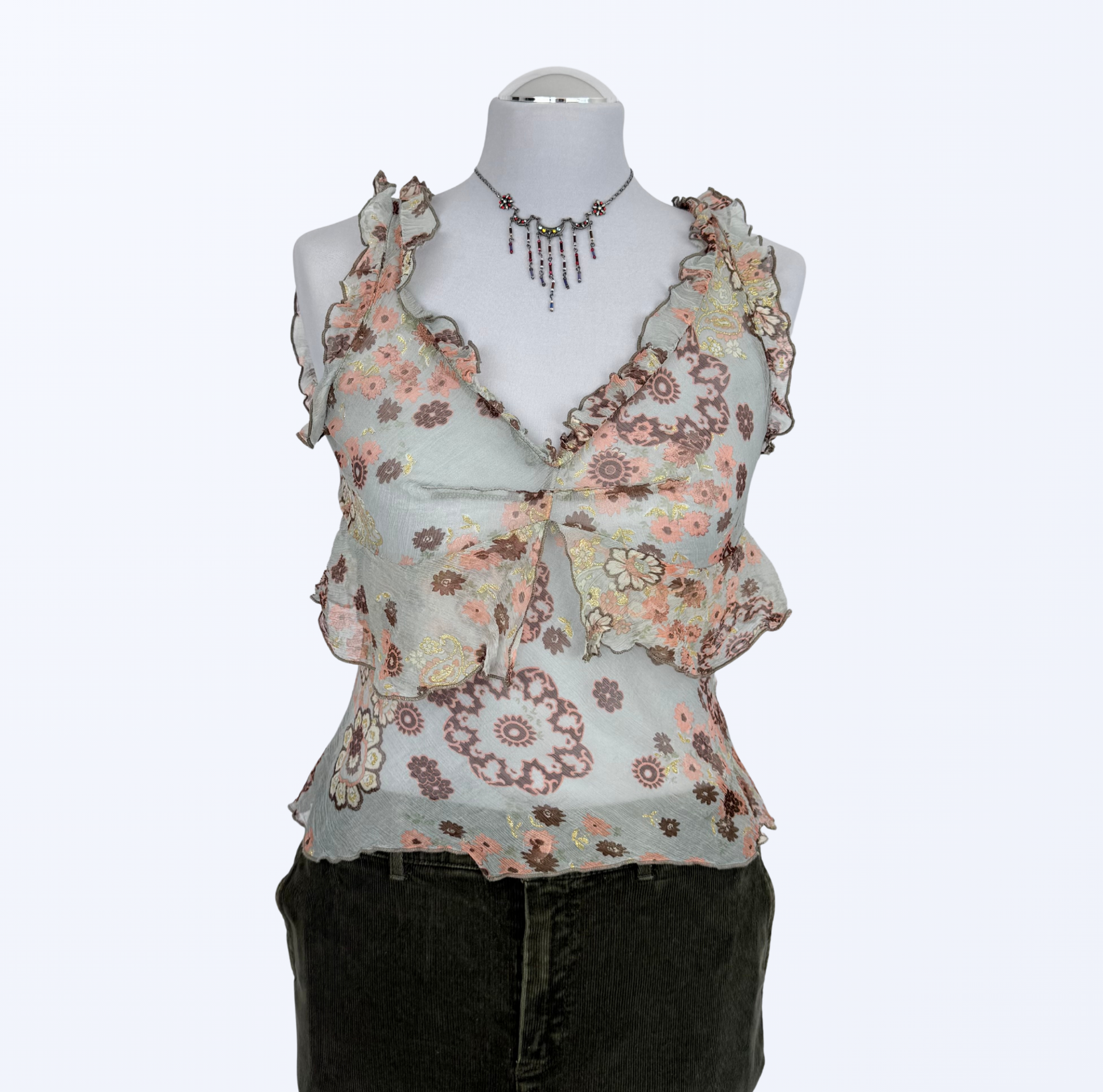 Seidentop Top aus Seide semintransparent Blumenmuster whimsy fairy