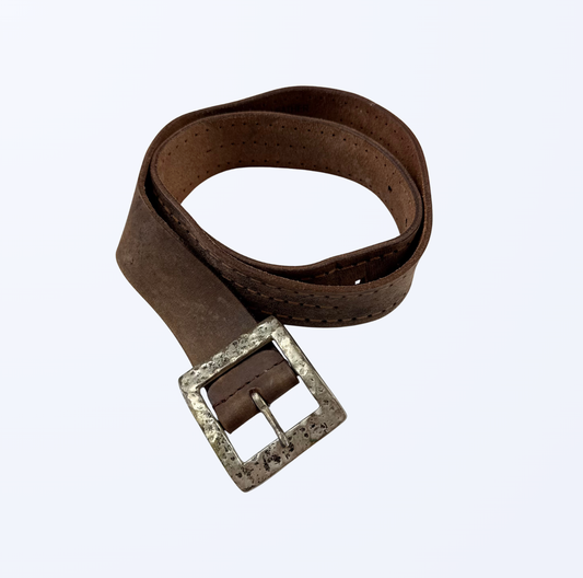 Batsanis Ledergürtel braun mit Streifen Teos Vintage Onlineshop