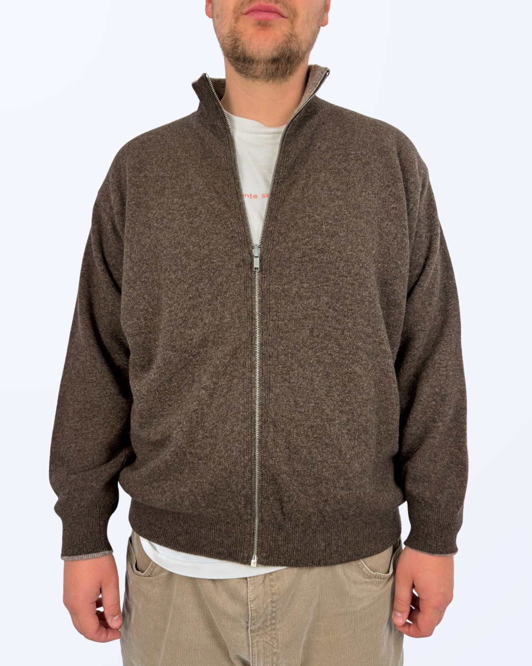 Cardigan Schurwolle Naturmaterialien United Colors of Benetton braun unisex Teos Vintage Onlineshop