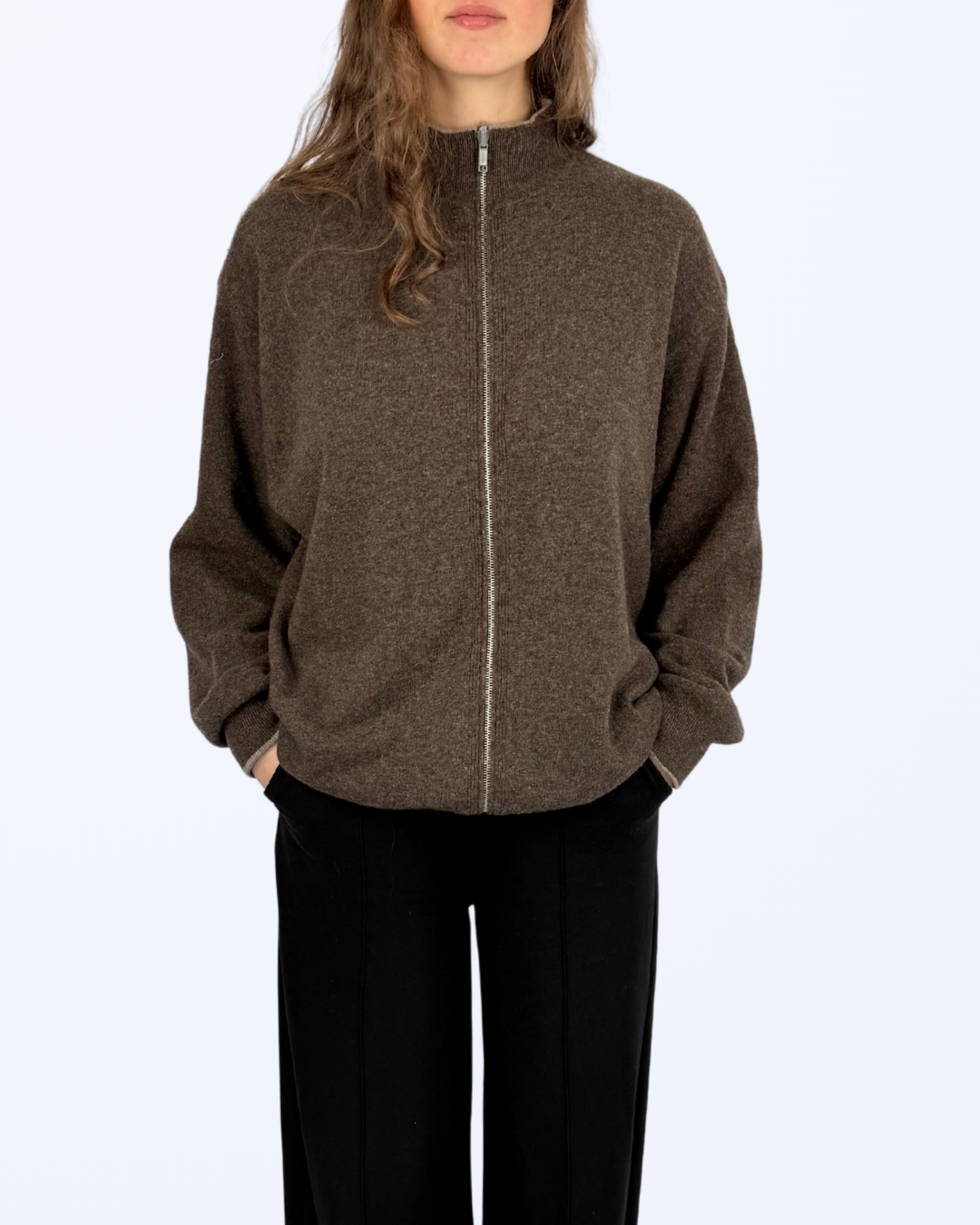 Cardigan Schurwolle Naturmaterialien United Colors of Benetton braun unisex Teos Vintage Onlineshop