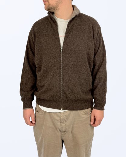 Cardigan Schurwolle Naturmaterialien United Colors of Benetton braun unisex Teos Vintage Onlineshop