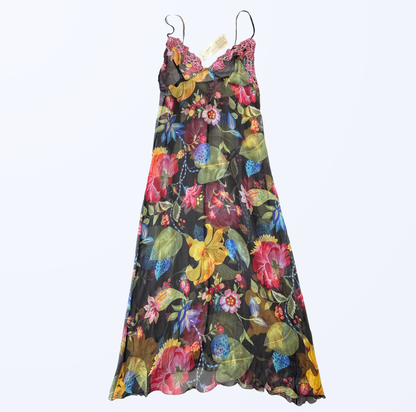 Bisbigli Slipkleid Seide Blumenmuster Teos Vintage Onlineshop