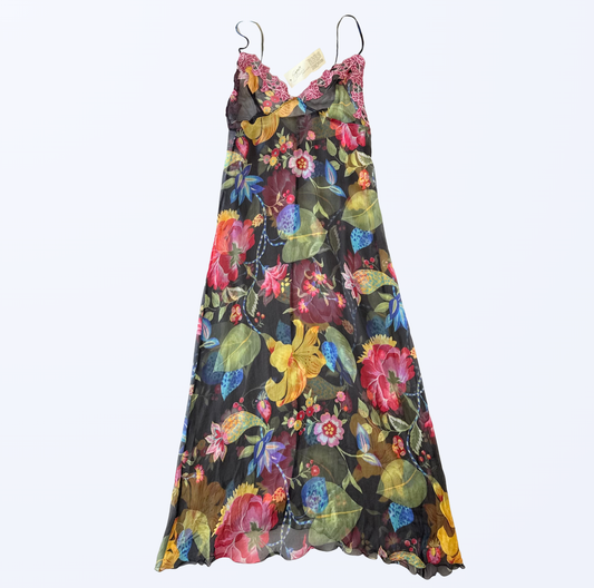 Bisbigli Slipkleid Seide Blumenmuster Teos Vintage Onlineshop