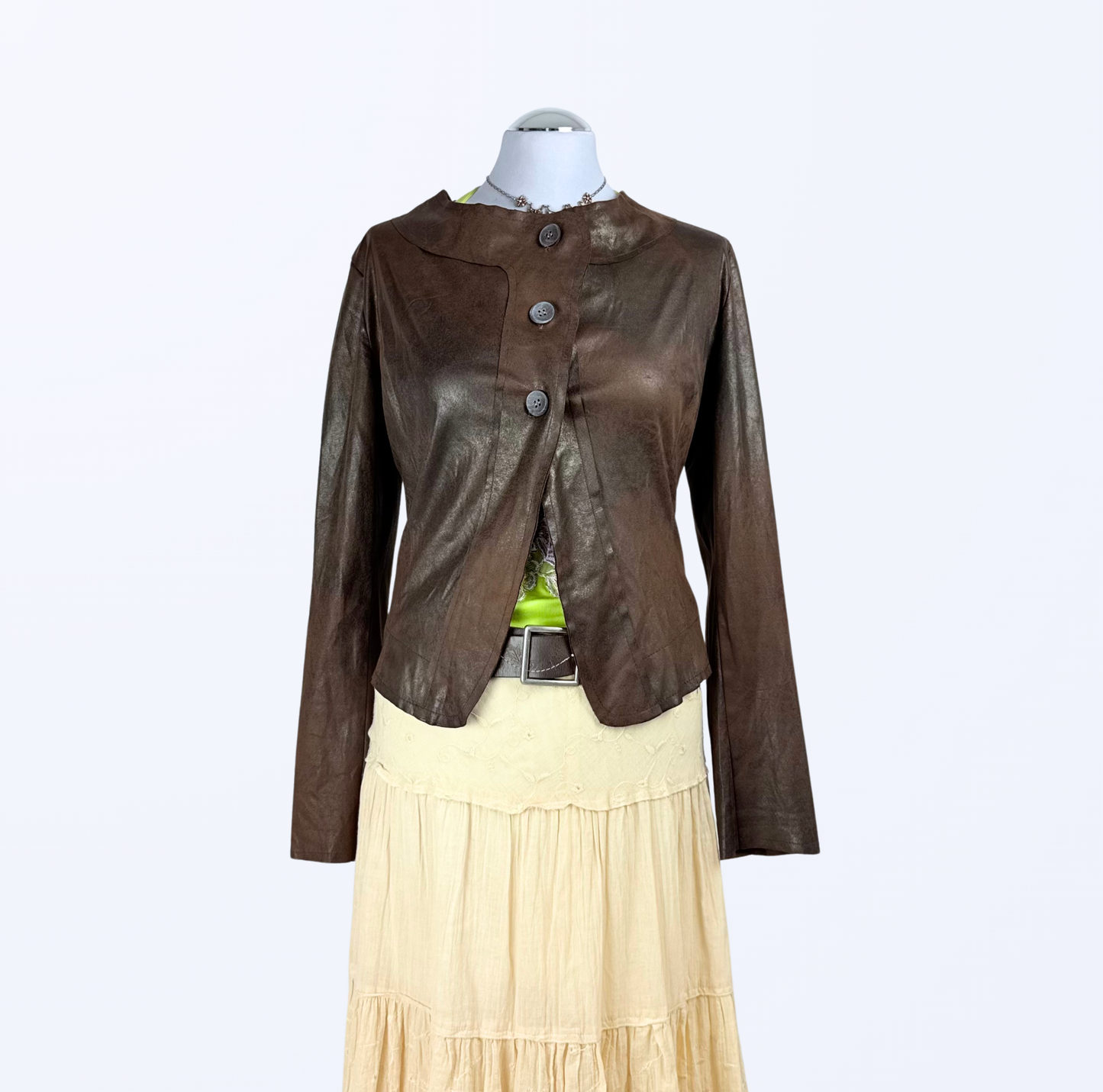 Blue Joint Kunstleder Jacke y2k 2000s 90s western Teos Vintage Onlineshop
