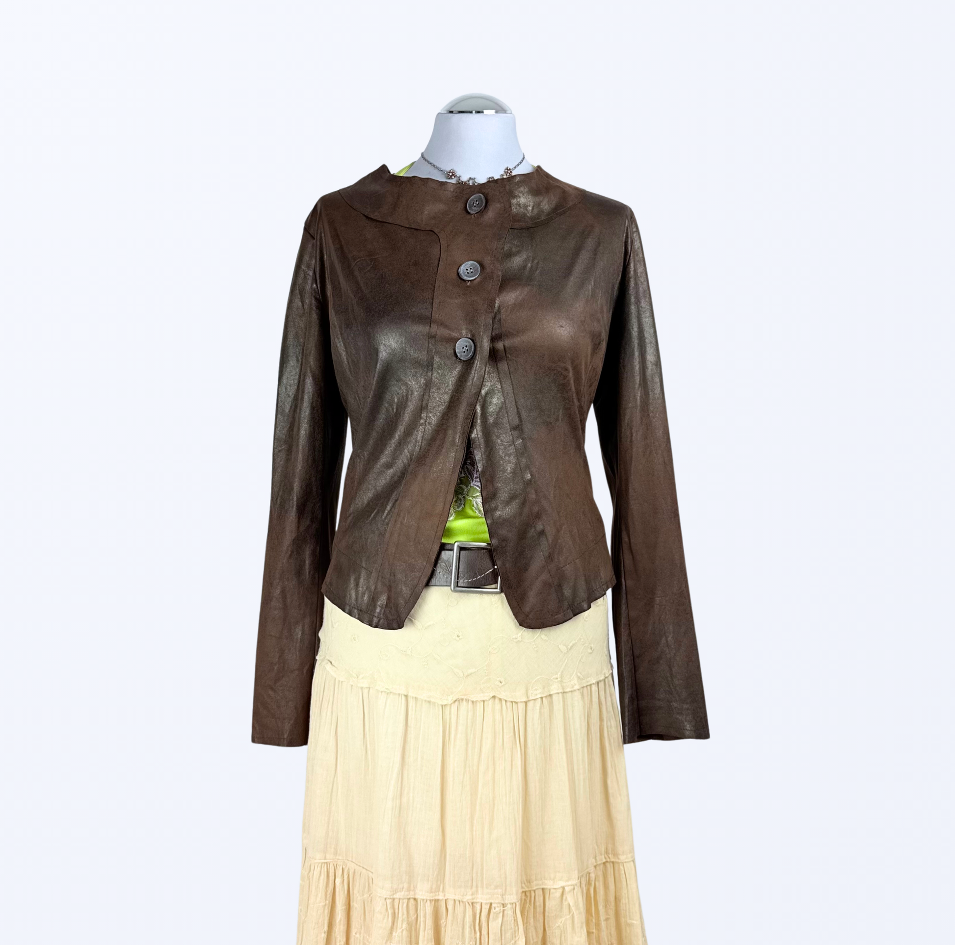 Blue Joint Kunstleder Jacke y2k 2000s 90s western Teos Vintage Onlineshop