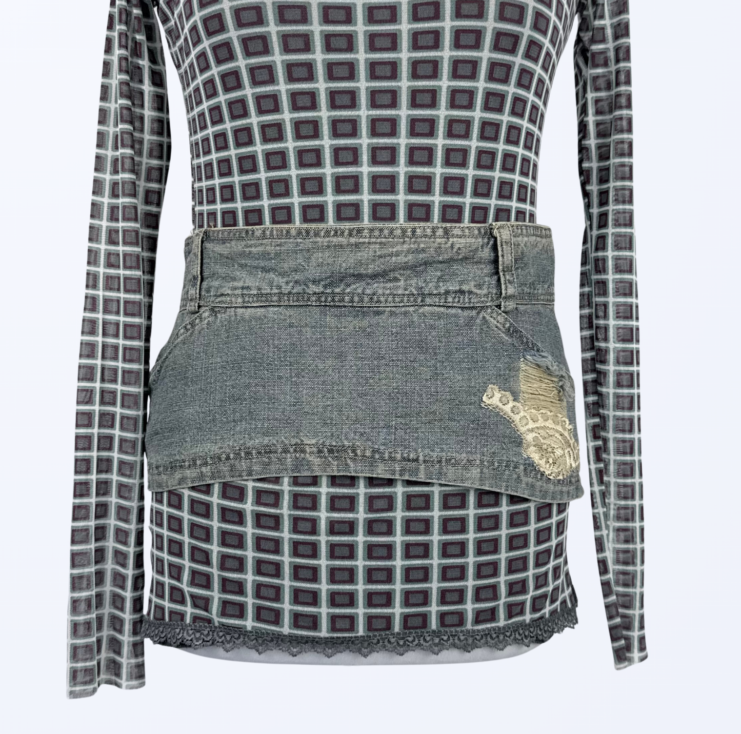 y2k 90s Style breiter Jeansgürtel Reißverschlussgürtel Teos Vintage onlineshop