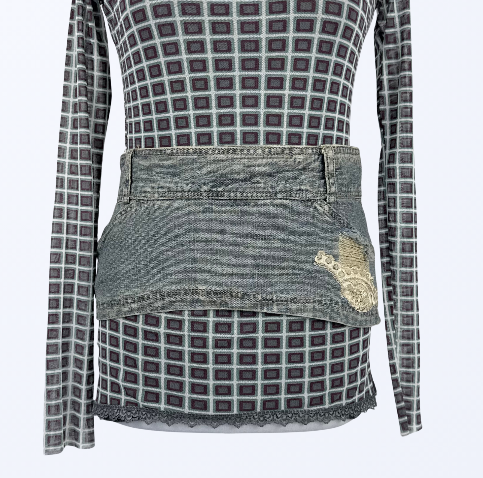 y2k 90s Style breiter Jeansgürtel Reißverschlussgürtel Teos Vintage onlineshop