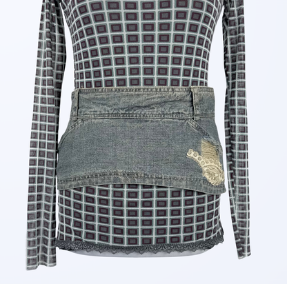 y2k 90s Style breiter Jeansgürtel Reißverschlussgürtel Teos Vintage onlineshop