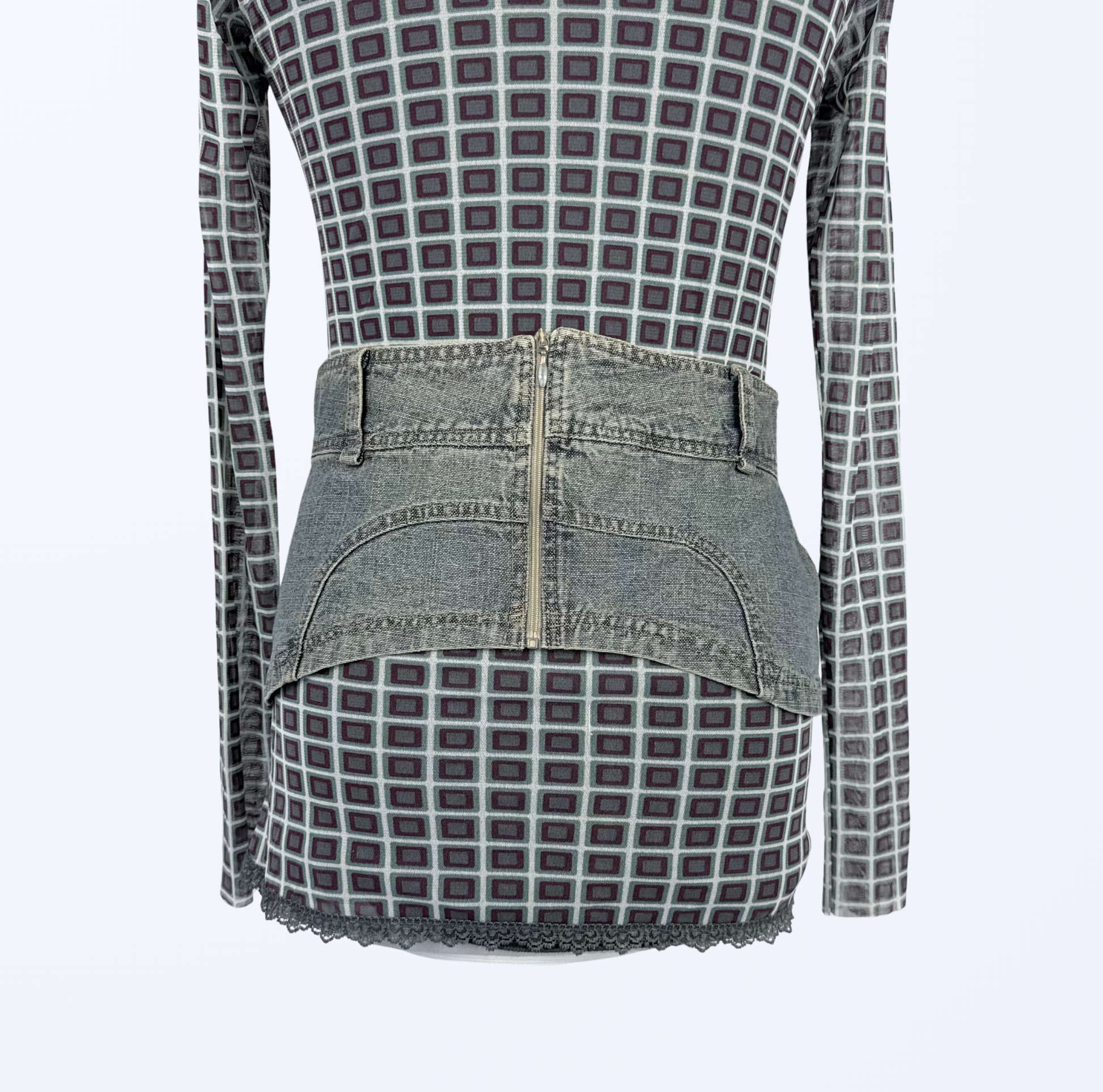 y2k 90s Style breiter Jeansgürtel Reißverschlussgürtel Teos Vintage onlineshop