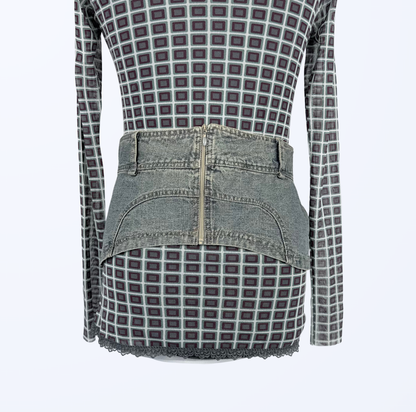 y2k 90s Style breiter Jeansgürtel Reißverschlussgürtel Teos Vintage onlineshop