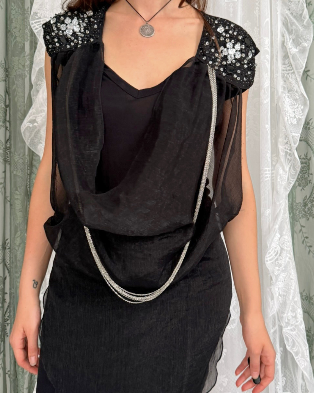 Calliope Kleid Kette Strass besonderes Designer Second Hand Einzelstück